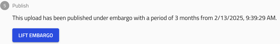 screenshot of an embargoed upload