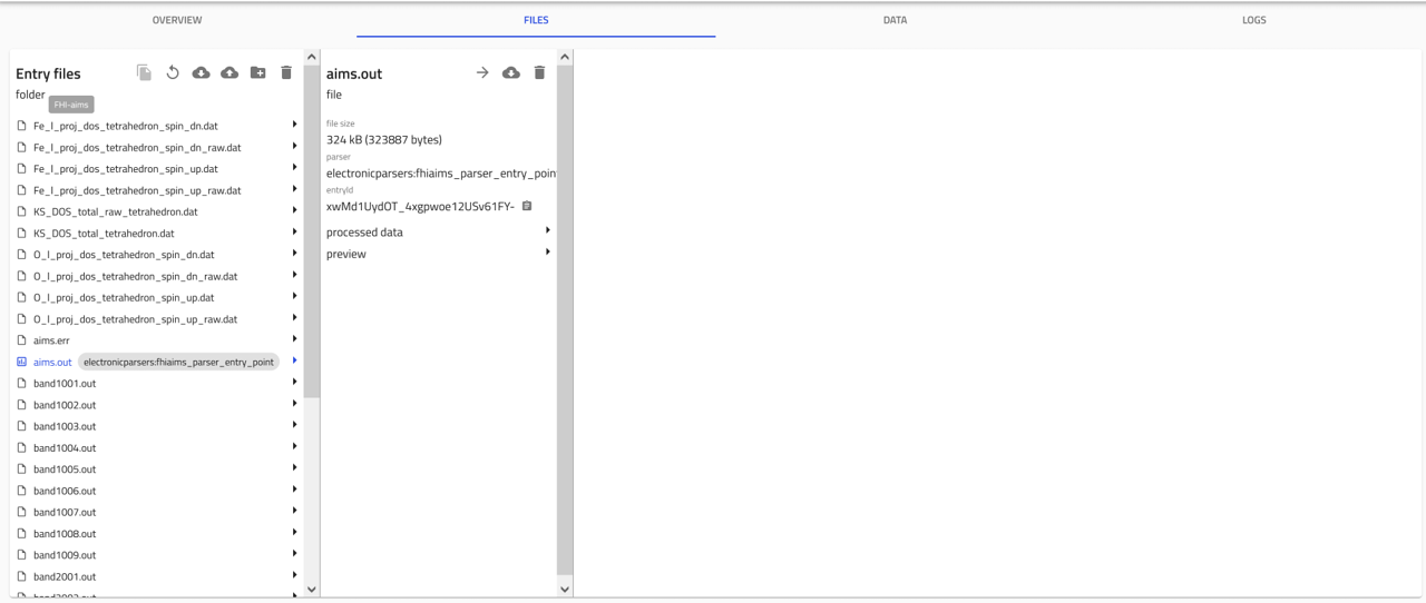 screenshot of the files tab