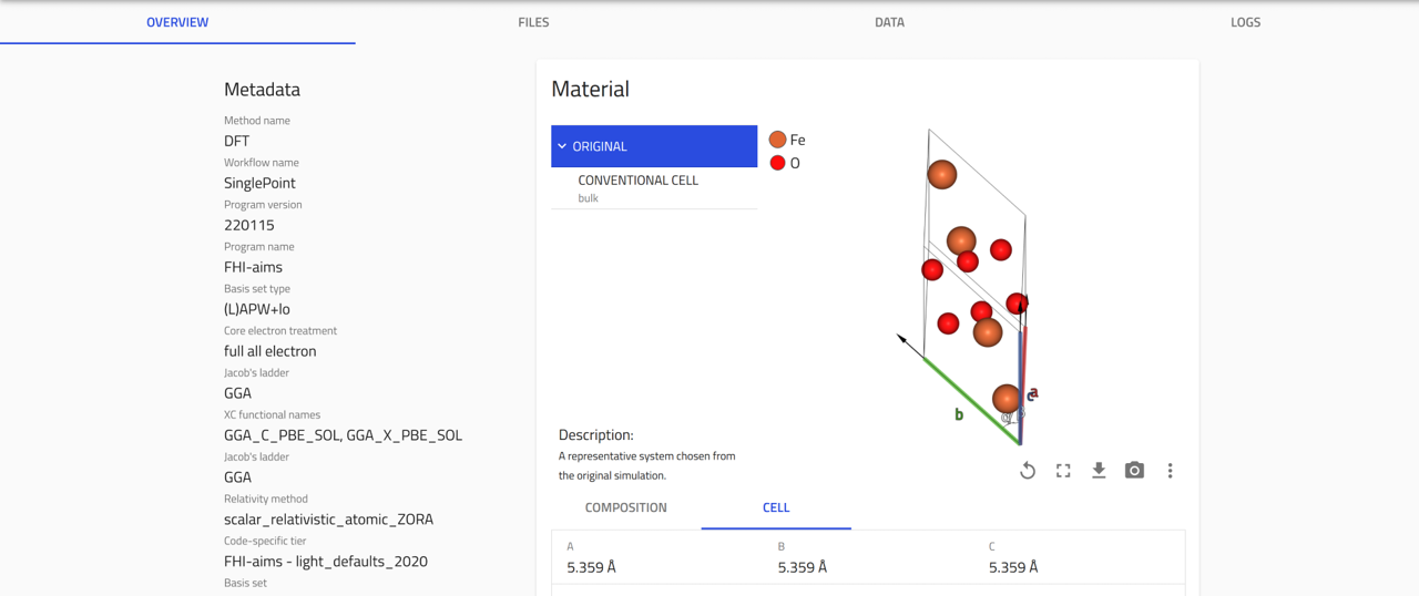 screenshot of the overview page
