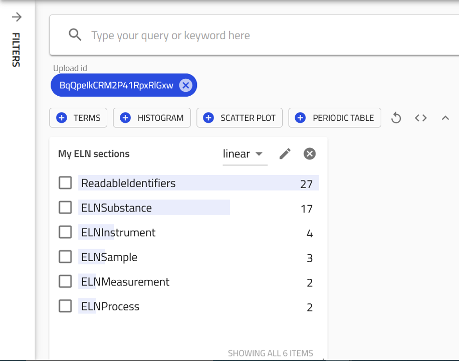 Screenshot of the newly created ELN sections widget