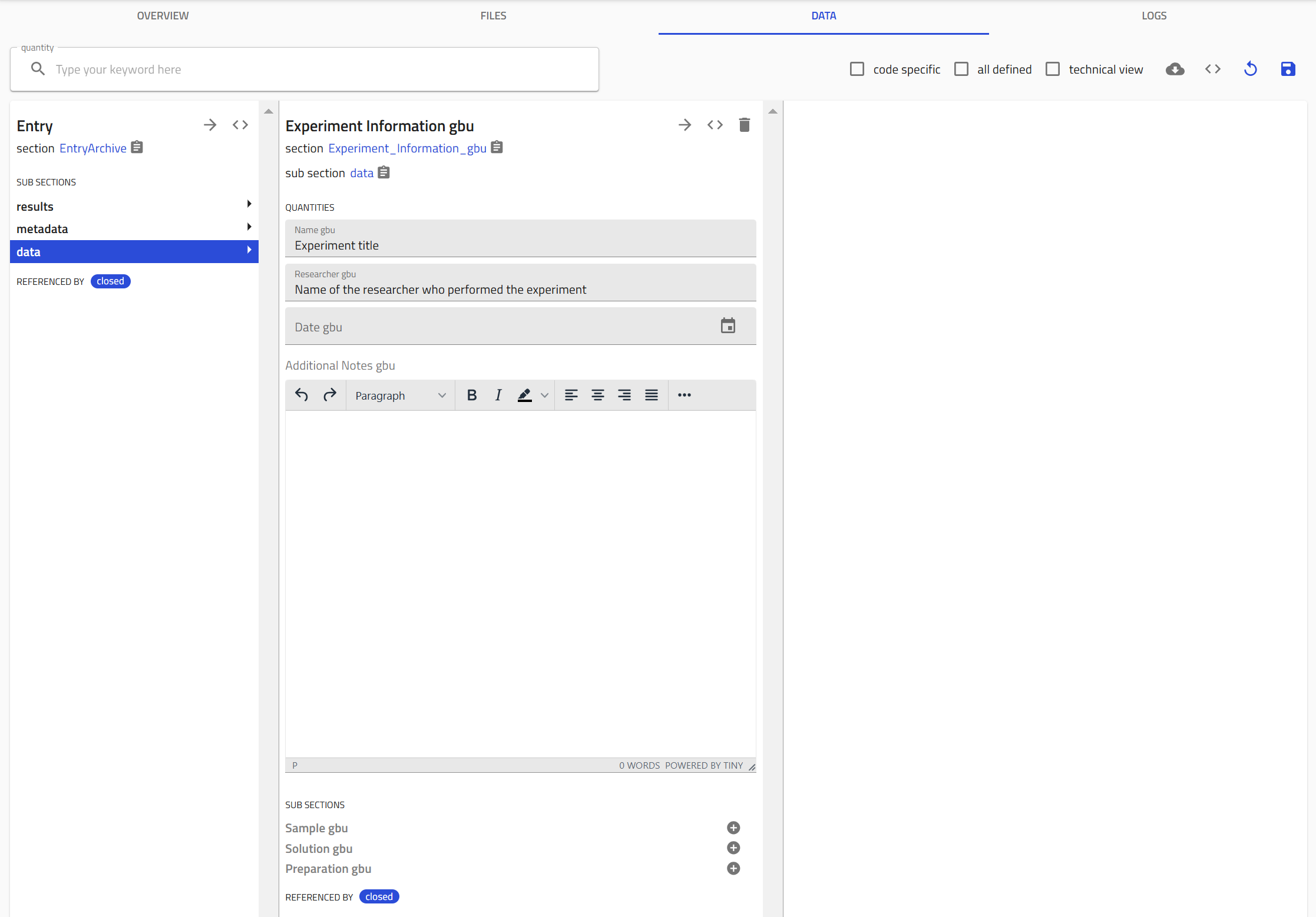 custom polymer processing ELN entry