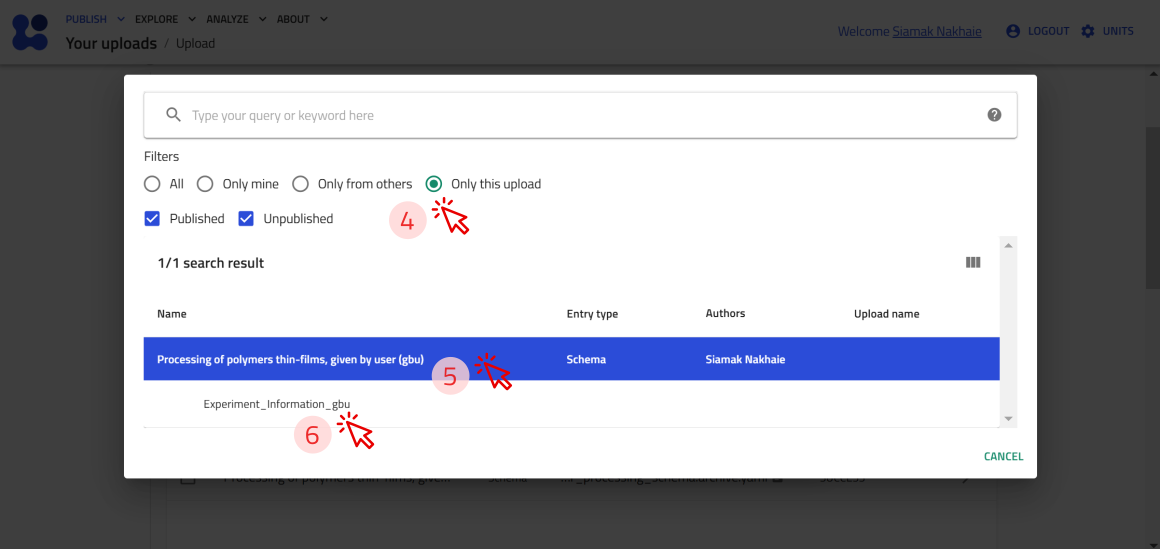 upload custom schema create entry