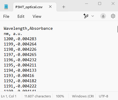csv file view