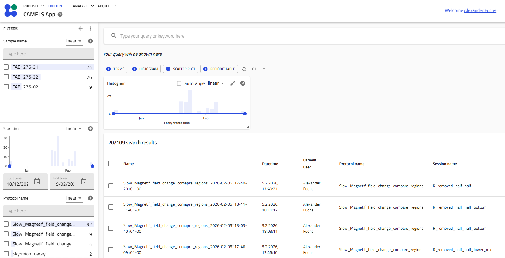 NOMAD CAMELS Plugin – Parser and Search App