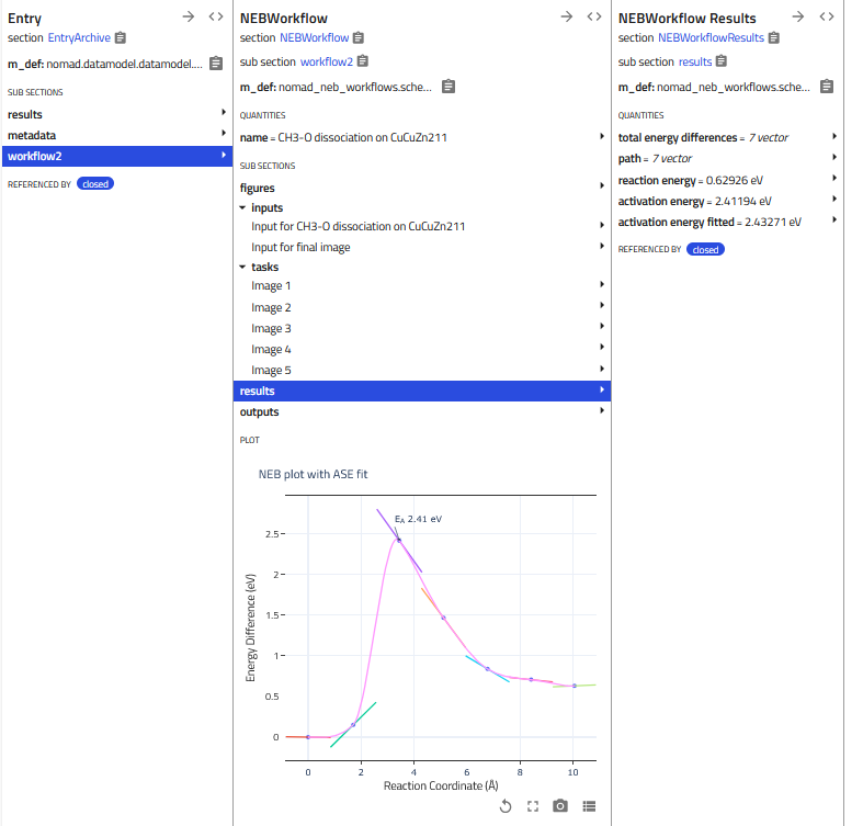 screenshot of the data tab of a NEB entry